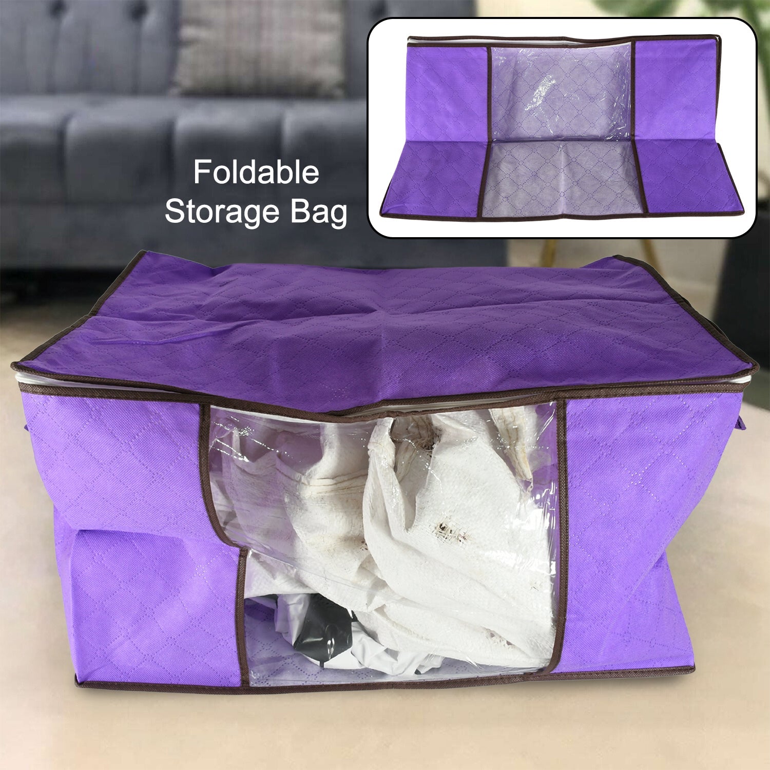 Clothing storage bag with zipper, non-woven storage bag for storing the clothes and sarees. Clothing storage bag with zipper, non-woven storage bag for storing the clothes and sarees.